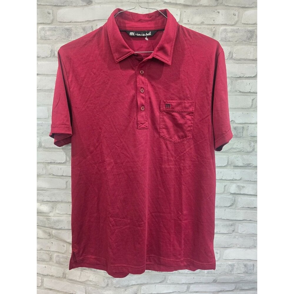 Travis Mathew Men Golf Polo Shirt Stretch Dark Red Burgundy Size‎ L